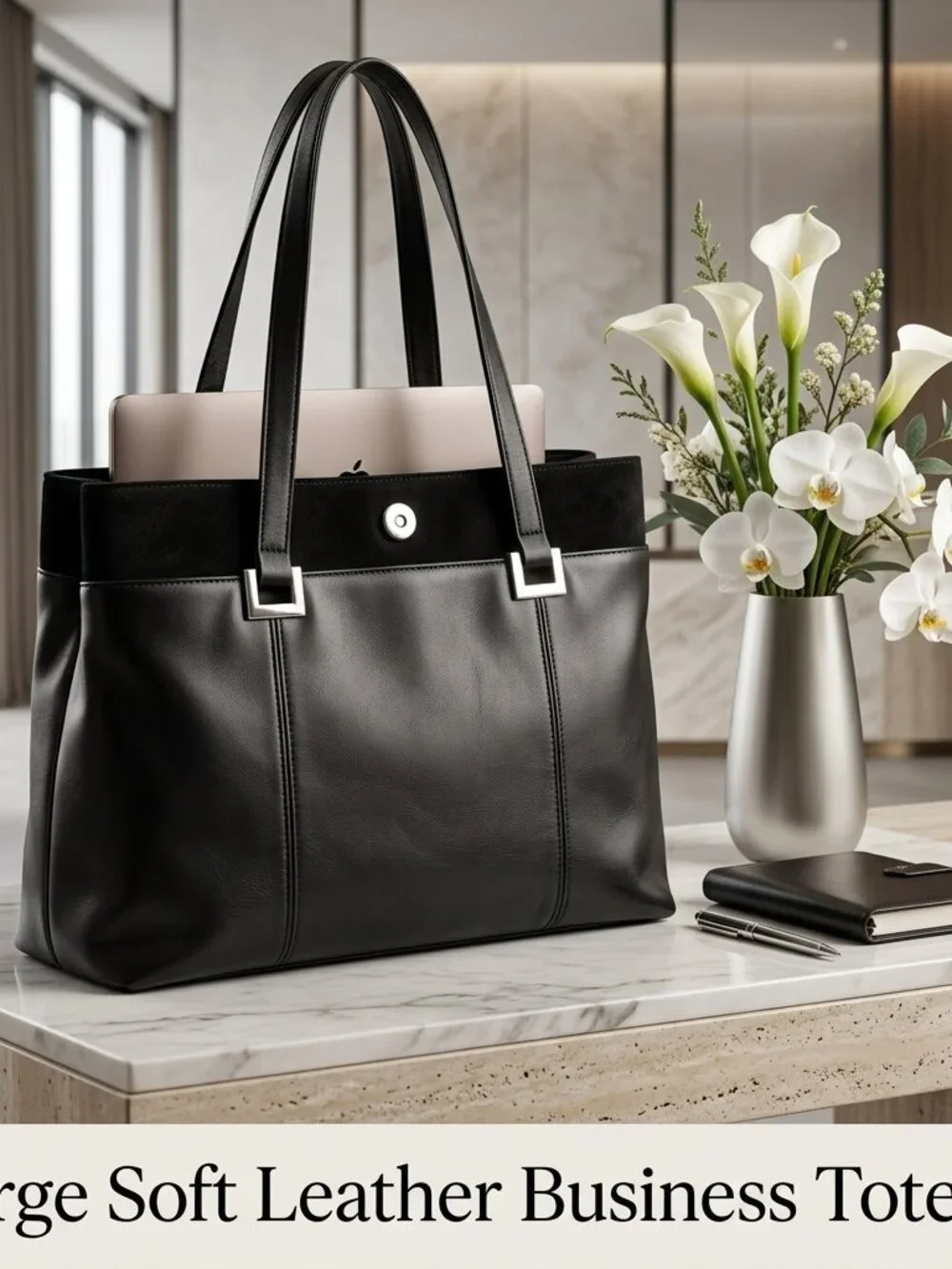 NWOT Large Shoulder Bag Genuine Leather Laptop Multi Layers & Pockets Preppy Lux
